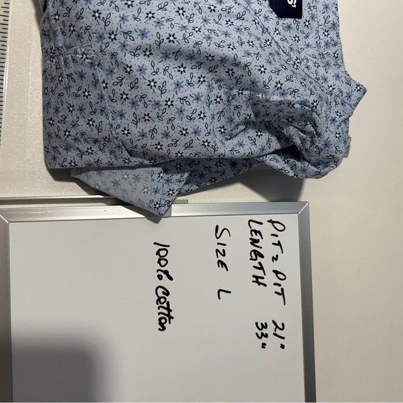 Lands’ End Blue Ditsy Floral Tunic Blouse with Side Pockets Large - Picture 15 of 15